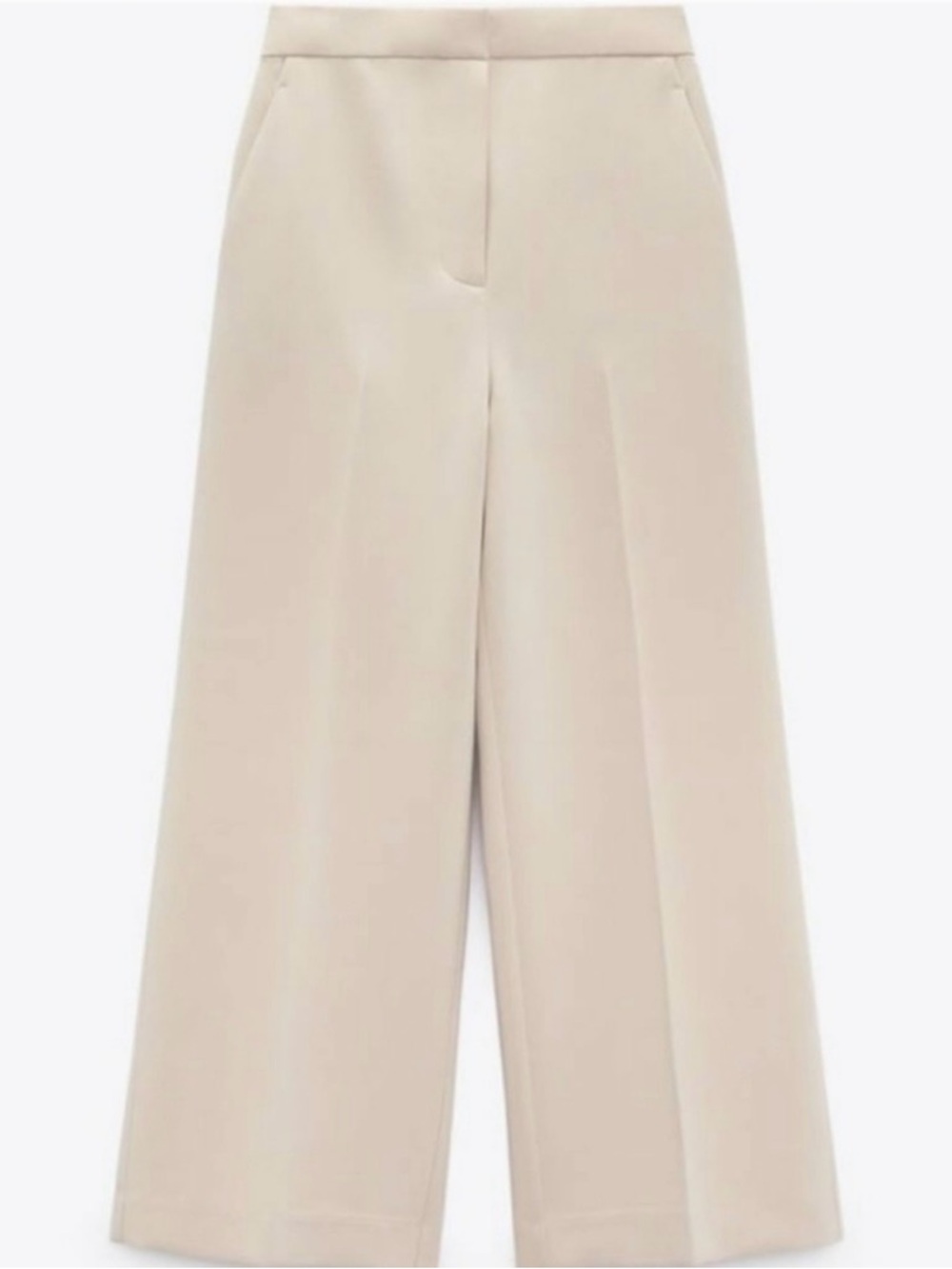 ZARA Wide Leg Cropped Pants, Cream, sz XL